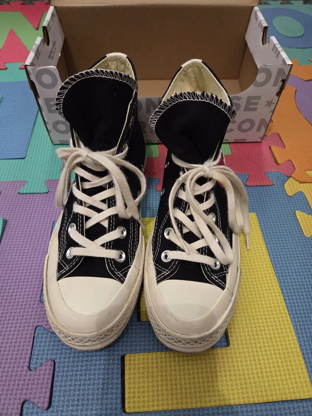 Converse Kids Black High-Top Sneakers with Red Heart Graphic